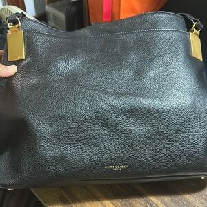 Kurt Geiger Black Leather Tote with Gold Details